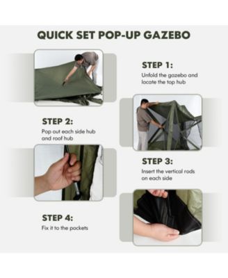 6.7 x 6.7 ft Pop Up Gazebo with Mesh Netting and Carry Bag, UV 50+ Protection