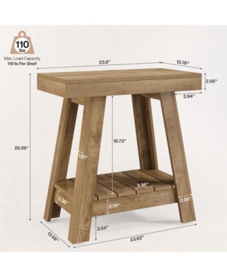 2-Tier Wooden End Table, Farmhouse Style, Rustic Grey, Small Sofa Side Table with Storage, Slim Nightstand