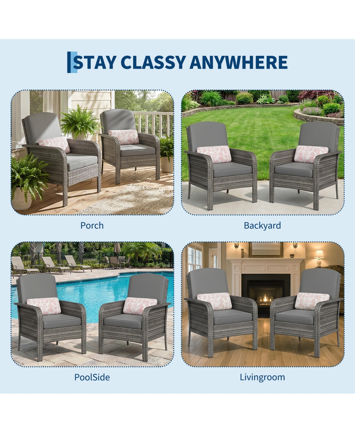 gaomon Patio 3 Pieces Swivel Glider Set - Pe Rattan Metal - Gradient Rattan, Cushion