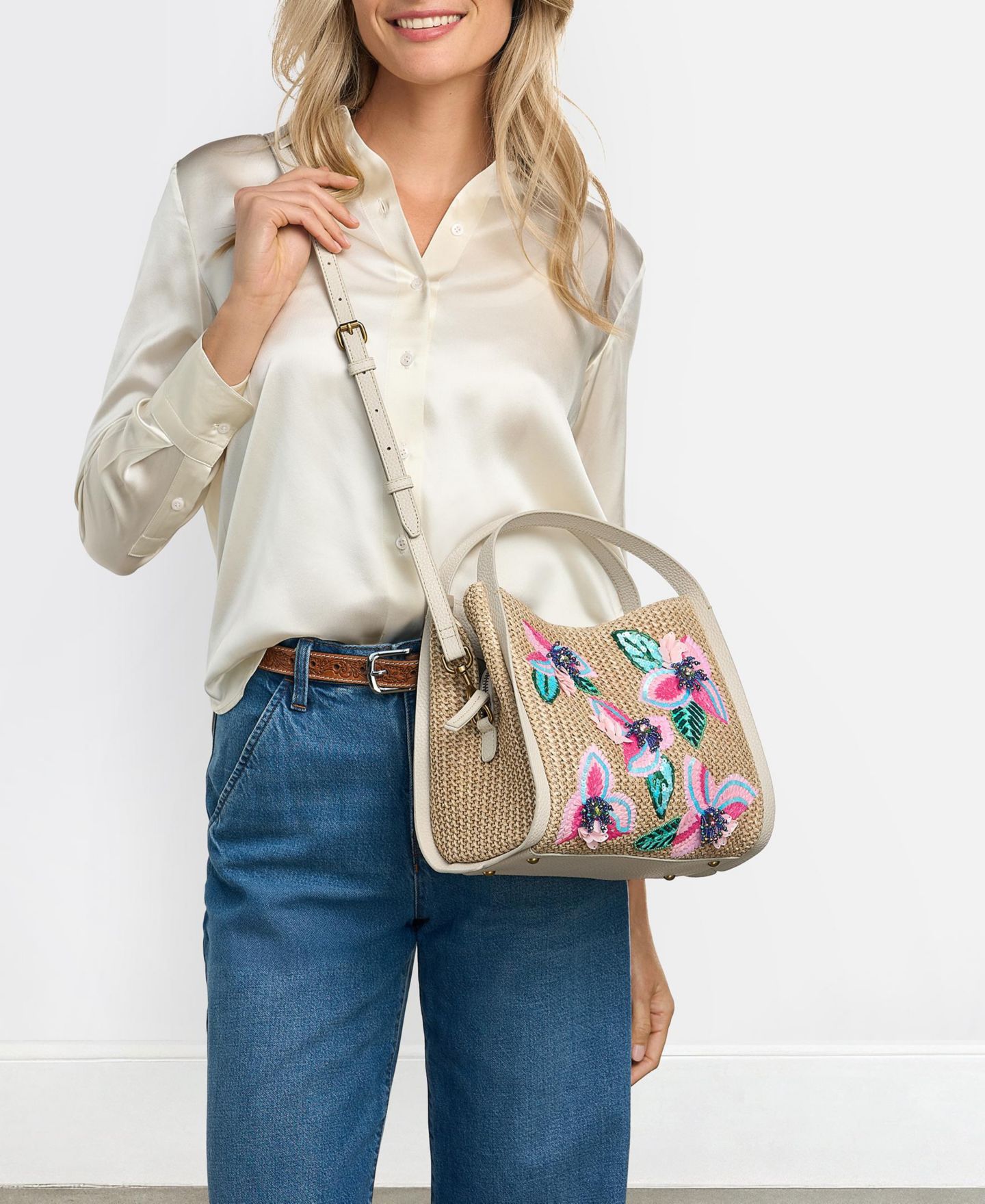 Женская сумка American Leather Co. Auburn Novelty Triple Entry Convertible Crossbody, цвет: Средний розовый — фото 2