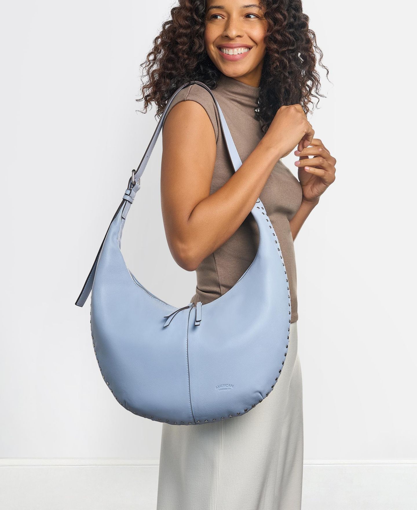 Женская сумка American Leather Co. Terra Oversized Hobo, цвет: Средний синий — фото 2