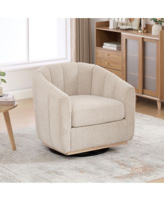 31.89" Wide Modern Chenille Cushioned Metal Base 360degree(s) Swivel Chair