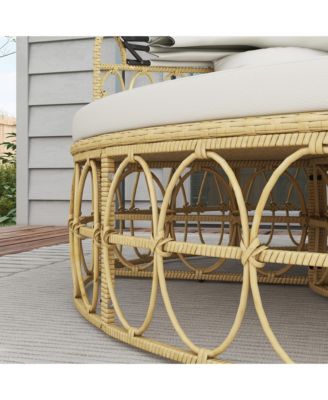 Patio Furniture Set w/ Cushions, Outdoor Daybed w/ Canopy,