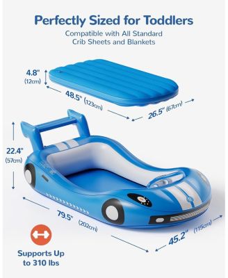 Inflatable Toddler Travel Bed with Sides, Portable Toddler Air Mattress for Travel and Home Use, Hand Pump Included