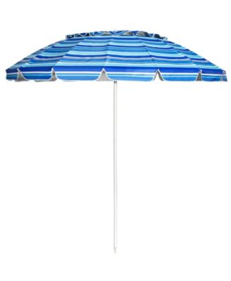 8 ft Portable Beach Umbrella with 16 Fiberglass Ribs, Sand Anchor and Tilt