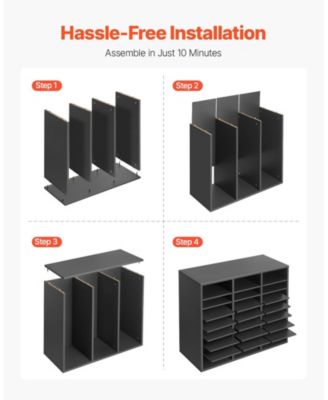 24-Compartment Wood Literature Organizer with Adjustable Shelves, 29.0 x 12.0 x 24.4 in