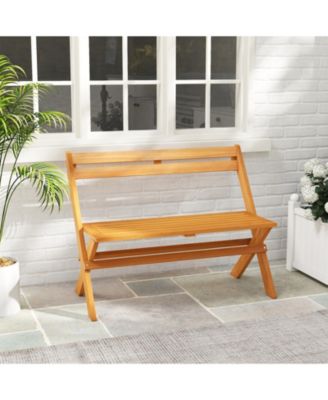 Two Person Acacia Wood Patio Garden Bench with High Capacity