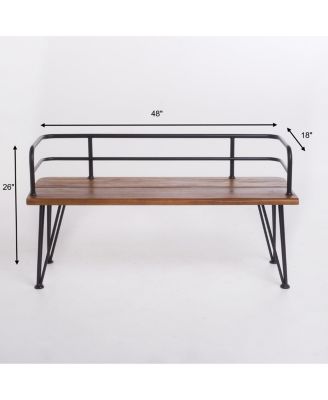Wood and Metal Outdoor Bench