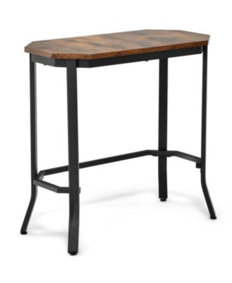 25.5 x 12.5 in Narrow End Table with Rustic Wood Top and Steel Frame