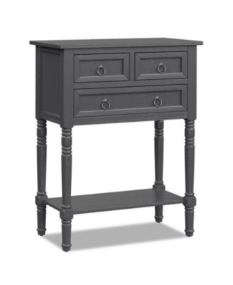 MDF and Acacia Wood Console Table with 3 Drawers and Open Shelf