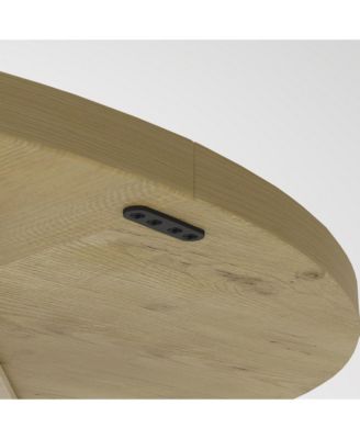 47" Round Dining Table for 4-6, Farmhouse Kitchen Table with Wooden Tabletop and Storage Base for Living Room, Dining Room