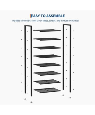 Metal Shoe Rack with Adjustable Flat or Tilt Shelves, Space Saving Shoe Storage Organizer for Entryway, Closet or Bedroom