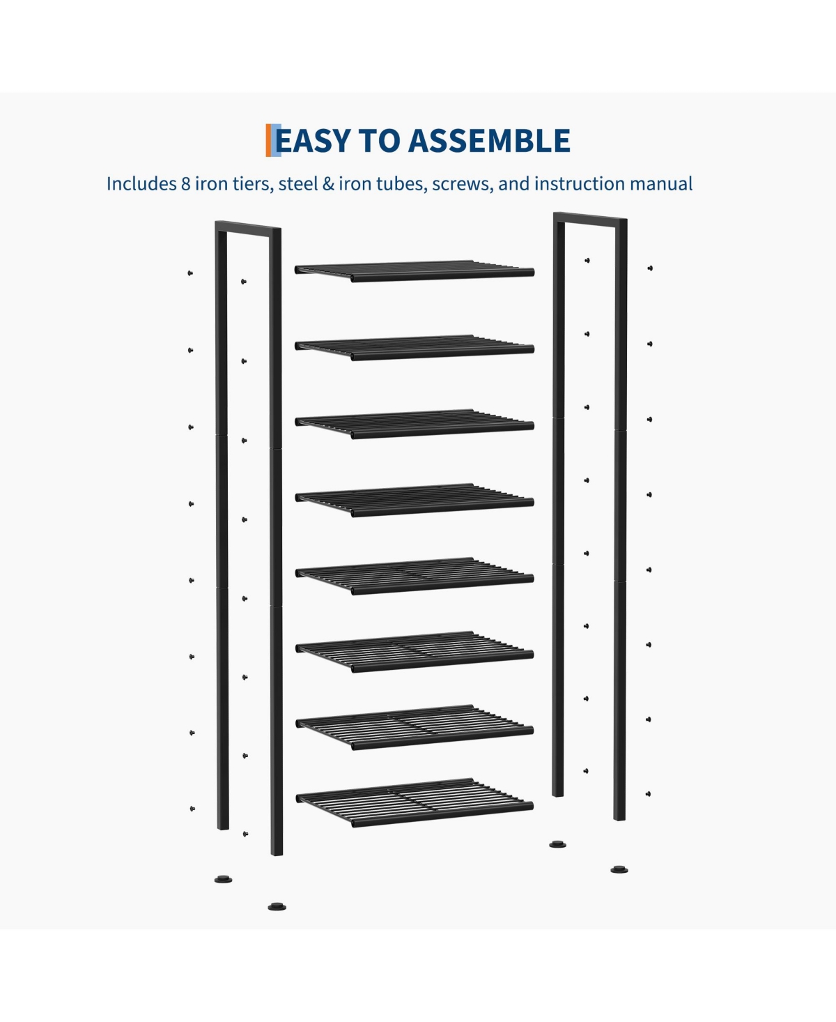 Homfan Metal Shoe Rack with Adjustable Flat or Tilt Shelves, Space Saving Shoe Storage Organizer for Entryway