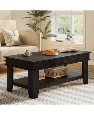 Coffee Table Center Table with Drawer and Storage Shelf, Large Coffee Tables Living Room, Sturdy and Easy to Clean
