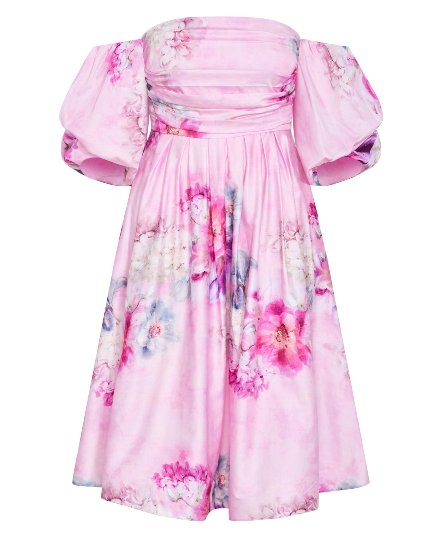 Женское платье CITY CHIC Rosalee Garden Print Puff Sleeve Midi, цвет: Gilded Garden — фото 3