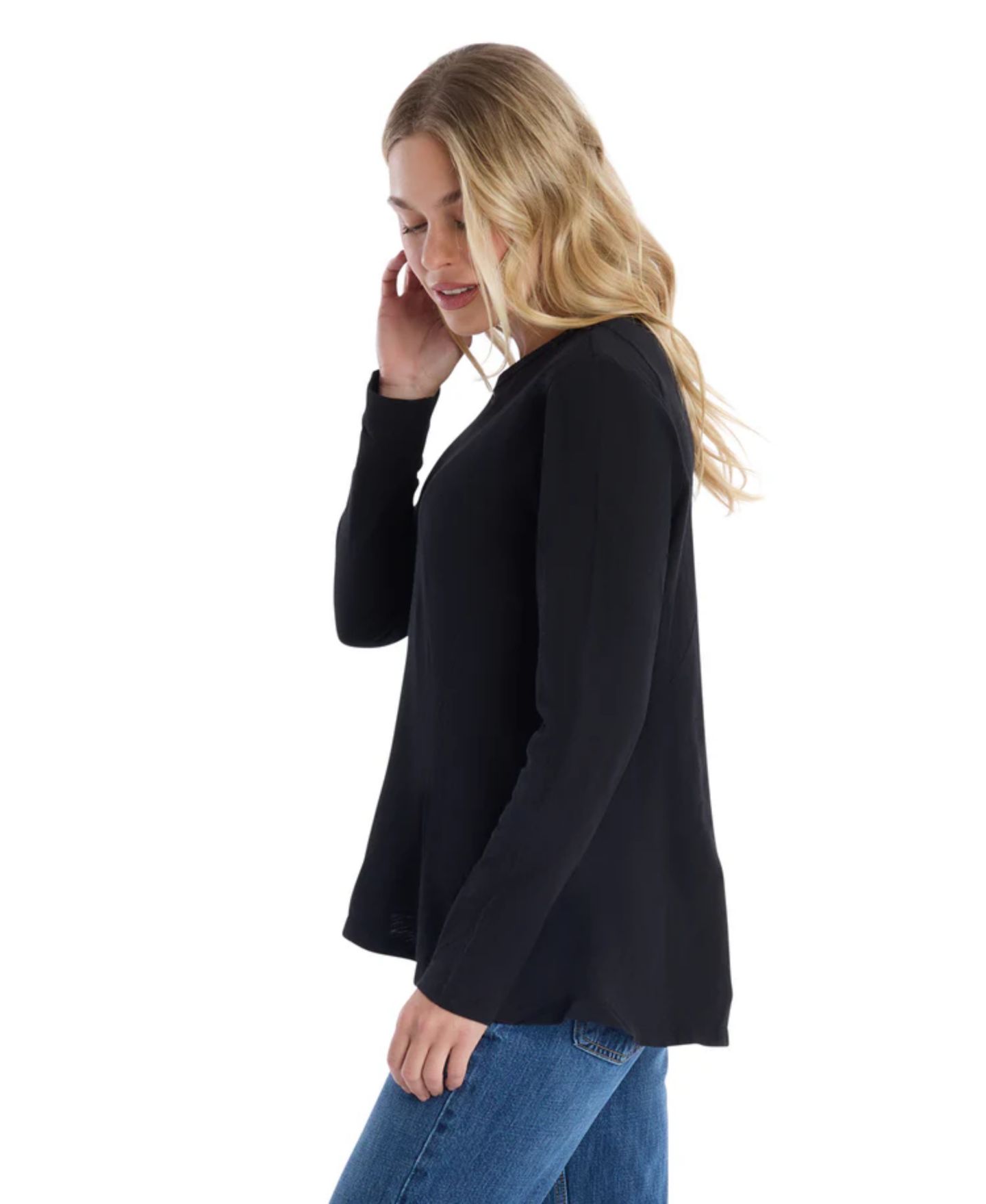 Женская футболка WILT Clothing Round Neck Long Sleeve, цвет: Чёрный — фото 4