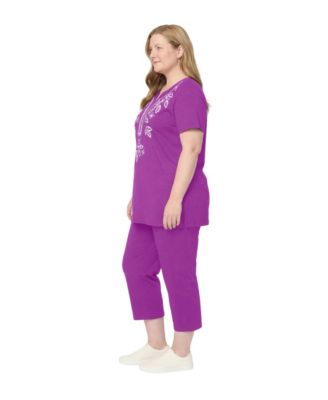 Plus Size Printed Tunic And Capri Set