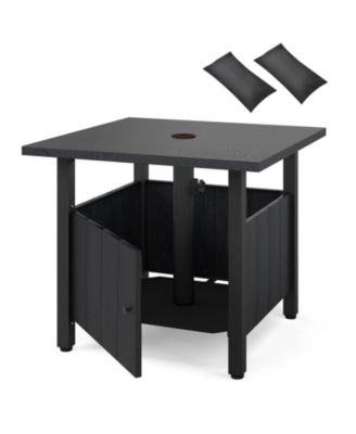 Outdoor Side Table with Umbrella Hole Patio Umbrella Table Base Stand