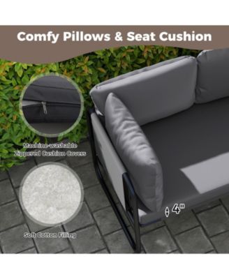 Patio Loveseat Sofa with Removable Pillows and Seat Cushion