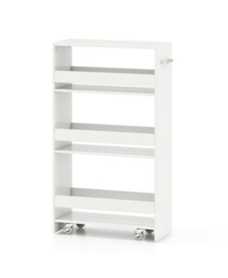 4-Tier Slim Rolling Kitchen Cart with Open Shelves and Guard Rails