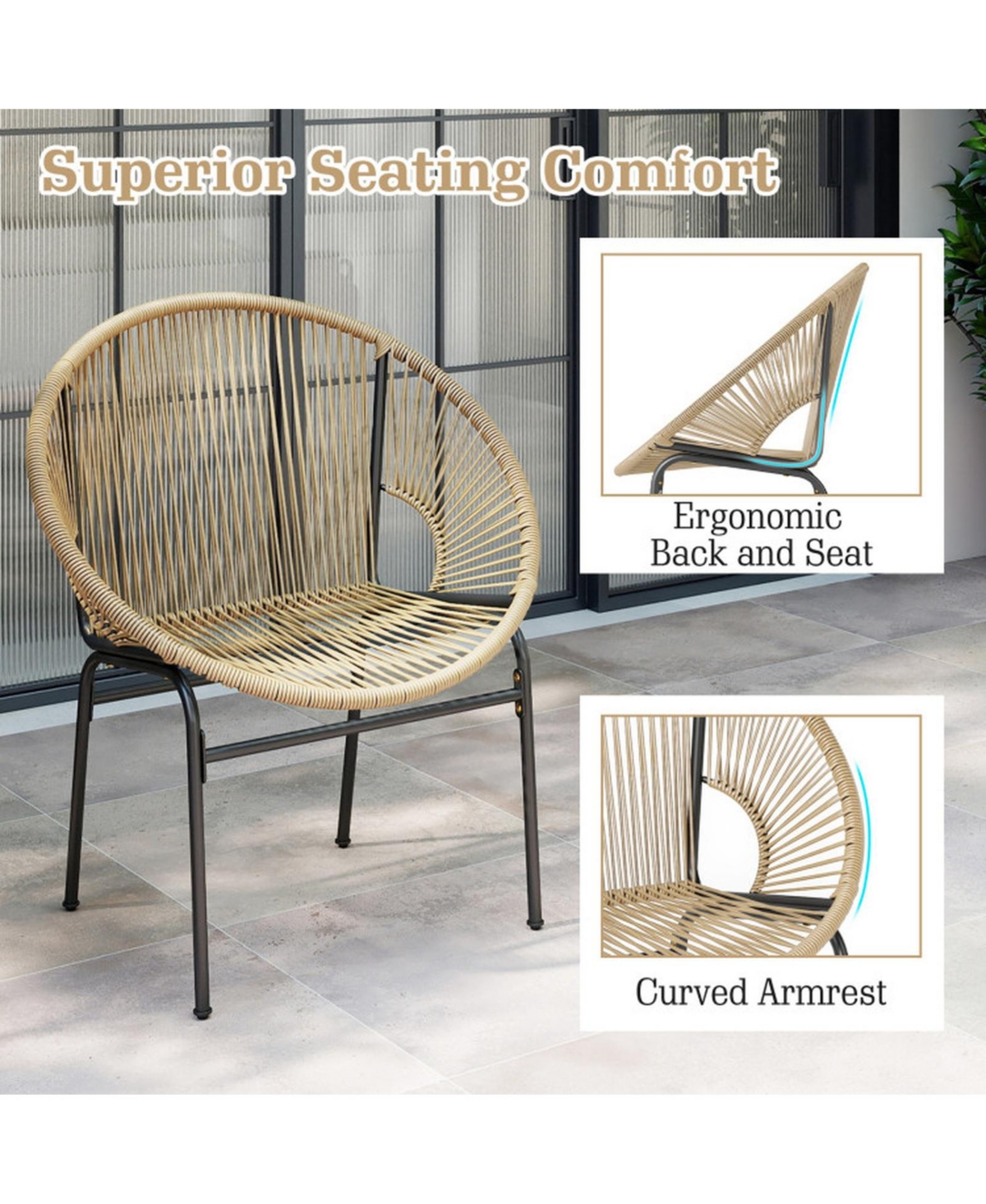 Sugift 3-Piece Patio Acapulco Bistro Set with Glass Table