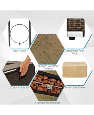 7 Piece Outdoor Furniture Set with Fire Pit Table and Propane Tank Cover