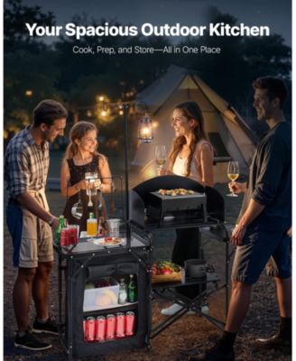 Portable Aluminum Camping Kitchen Table With Storage for BBQ and Picnic