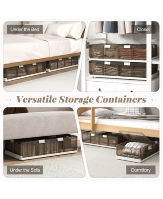 2-Pack Under-Bed Rolling Storage Containers with 44 lbs Capacity and Folding Design