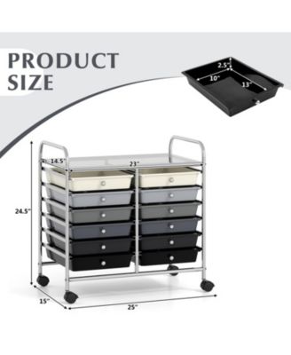 12-Drawer Mobile Storage Trolley with Visible Drawers and Dual Push Handles