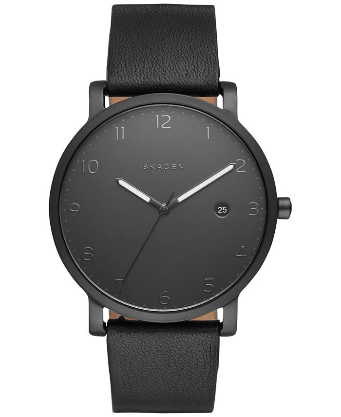 Skagen Hagen Black Leather Strap Watch 40mm SKW6308 Macy s
