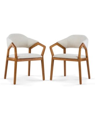 Dining Chair Set of 2, Chenille Upholstered Armchair, Wooden Kitchen Chairs with Curved Backrest for Dining Room, Small Spaces