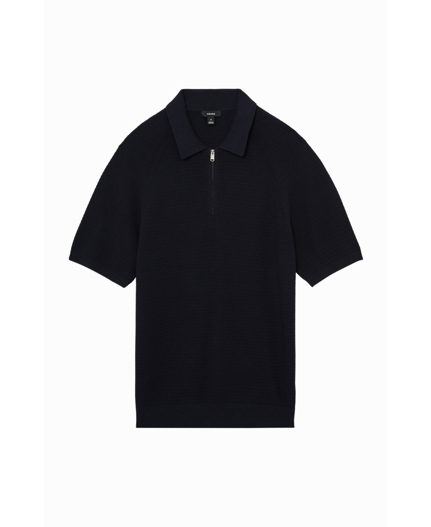 Мужское поло REISS Estate Textured-Knit Half-Zip Polo Shirt, цвет: Тёмно-синий — фото 5