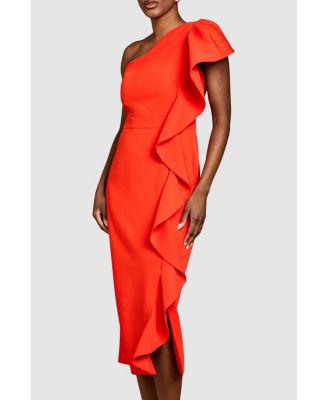 Women's One Shoulder Pencil Midi Dress