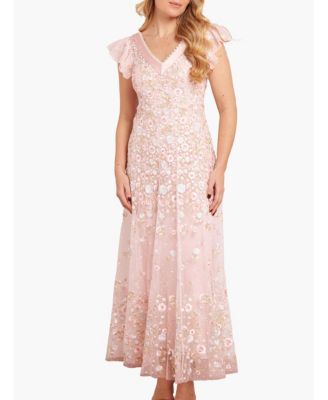 Women's Ethereal Blooms Short Sleeve Ankle Gown