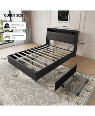 Queen Bed Frame with Ergonomic Headboard