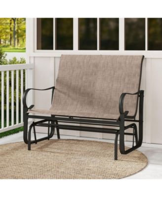 2-Person Outdoor Glider Bench with High Backrest and Metal Frame