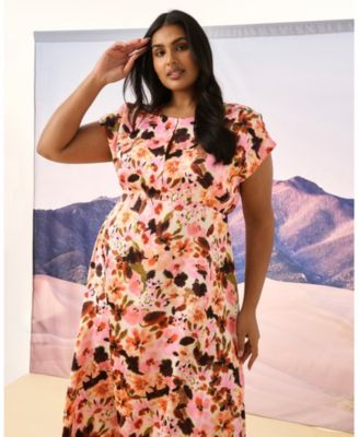 Women's Atreides Floral Satin Keyhole Midi Dress