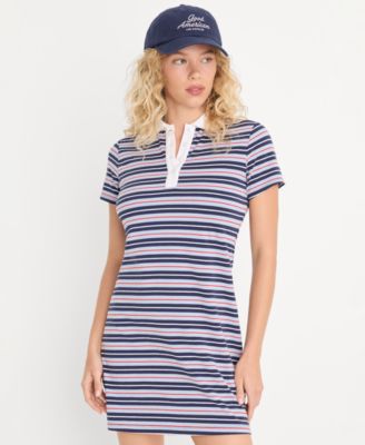 Women's Stripe Stretch Polo Mini Dress