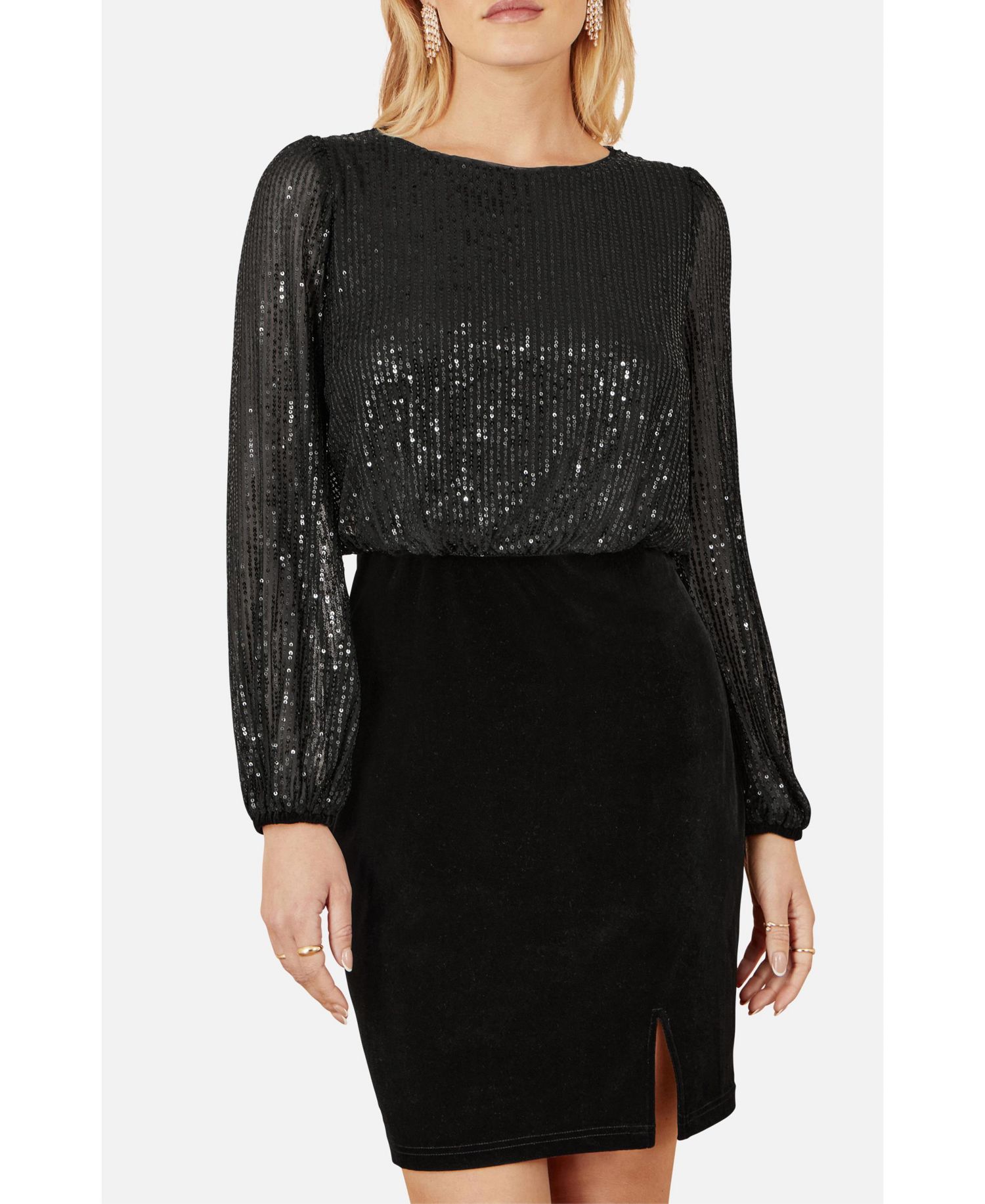 Women's Sequin And Velvet Mini Dress