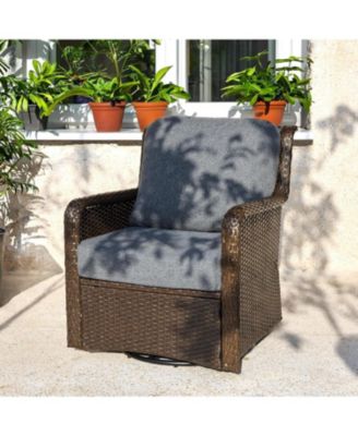 Outdoor Wicker Swivel Chair, Patio Rattan Rocking Chair with Cushions, 360 Degree Swivel Patio Chair