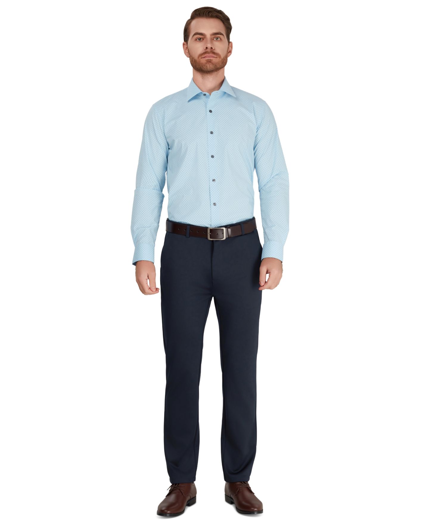 Мужская рубашка Alfani Geometric Print Slim-Fit Dress Shirt, цвет: Синий — фото 2