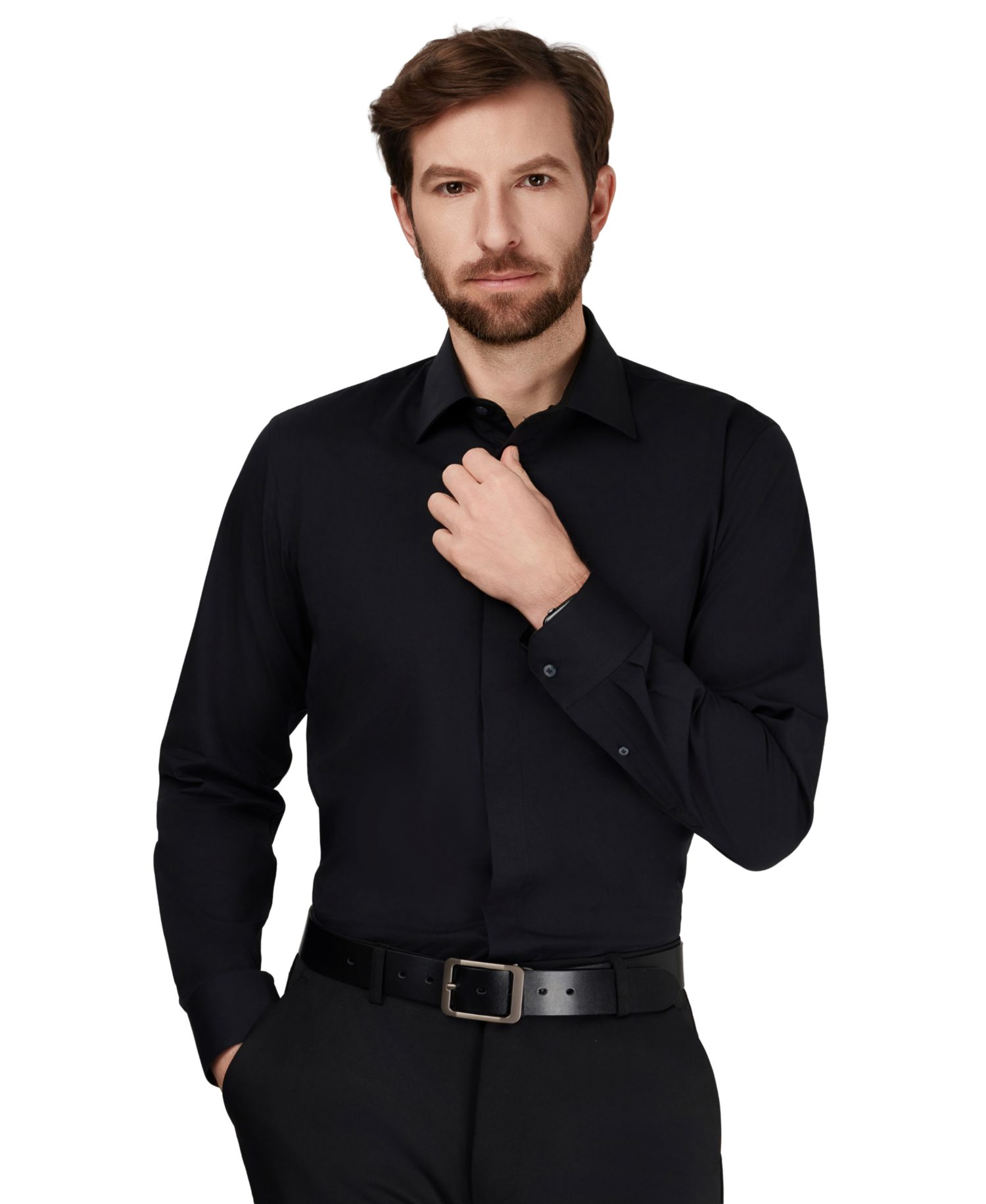 Men's Slim-Fit Spread-Collar Shirt