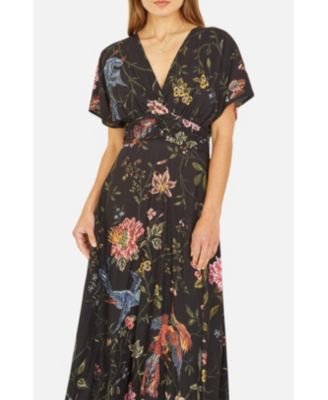 Women's Short Sleeve V-Neck Ruched Midi Dress