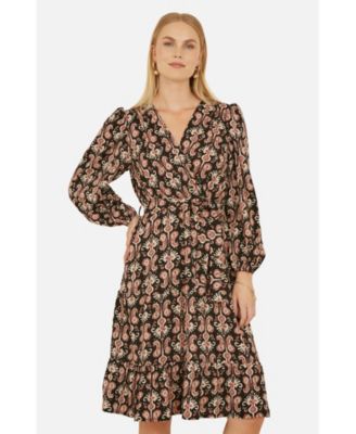Women's Ikat Long Sleeve Skater Midi Dress