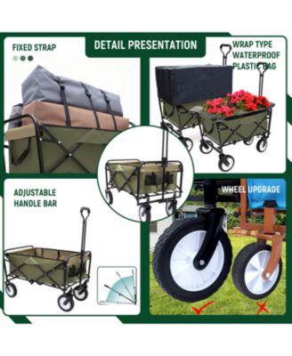 360lbs Collapsible Storage Wagon Utility Carts with Strapping System, 3-Piece Liner