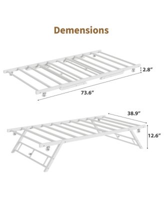 Pop Up Trundle Bed Frame with Metal Slats, Locking Casters and Folding Legs