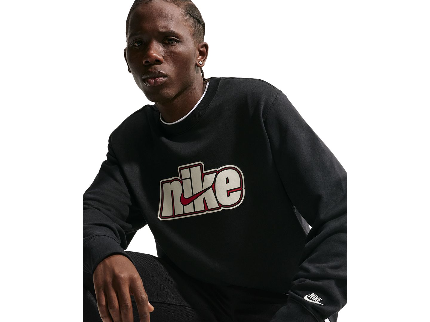 Мужской свитшот Nike French Terry Crewneck, цвет: Чёрный — фото 3
