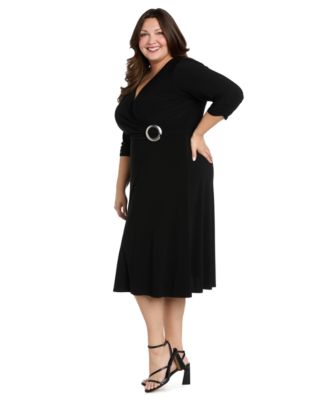 R & M Richards Plus Size V-Neck Side Ring Midi Dress - Macy's