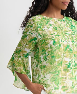 Women's Ruffle-Cuff 3/4-Sleeve Top