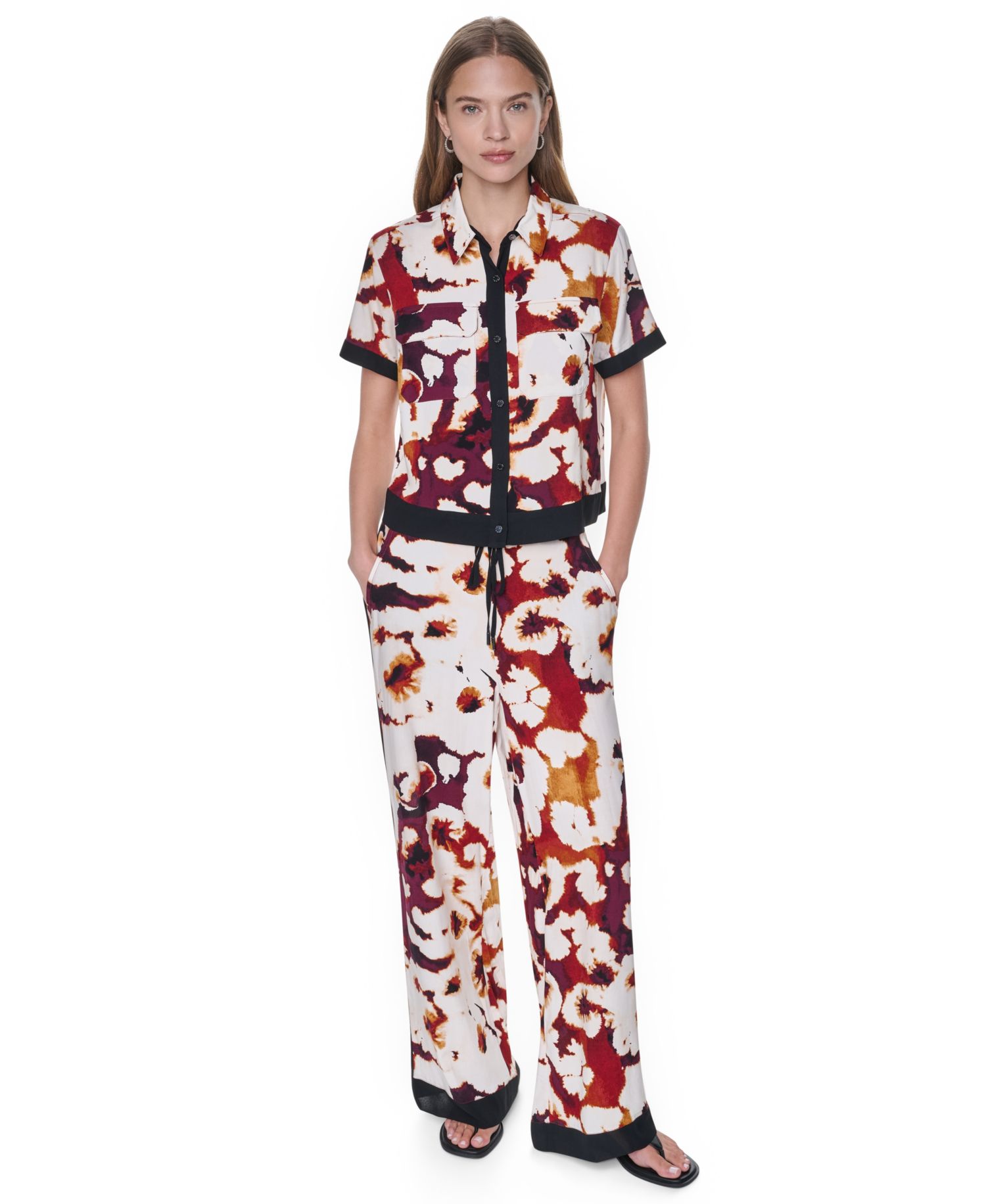 Women's Printed Short-Sleeve Camp Shirt